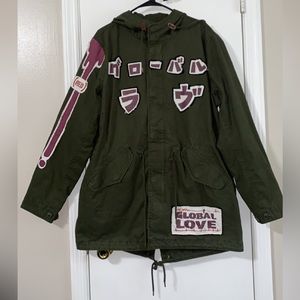 Gap Red X Shiro Green Global Love Canvas Jacket Large Limited Edition NWT